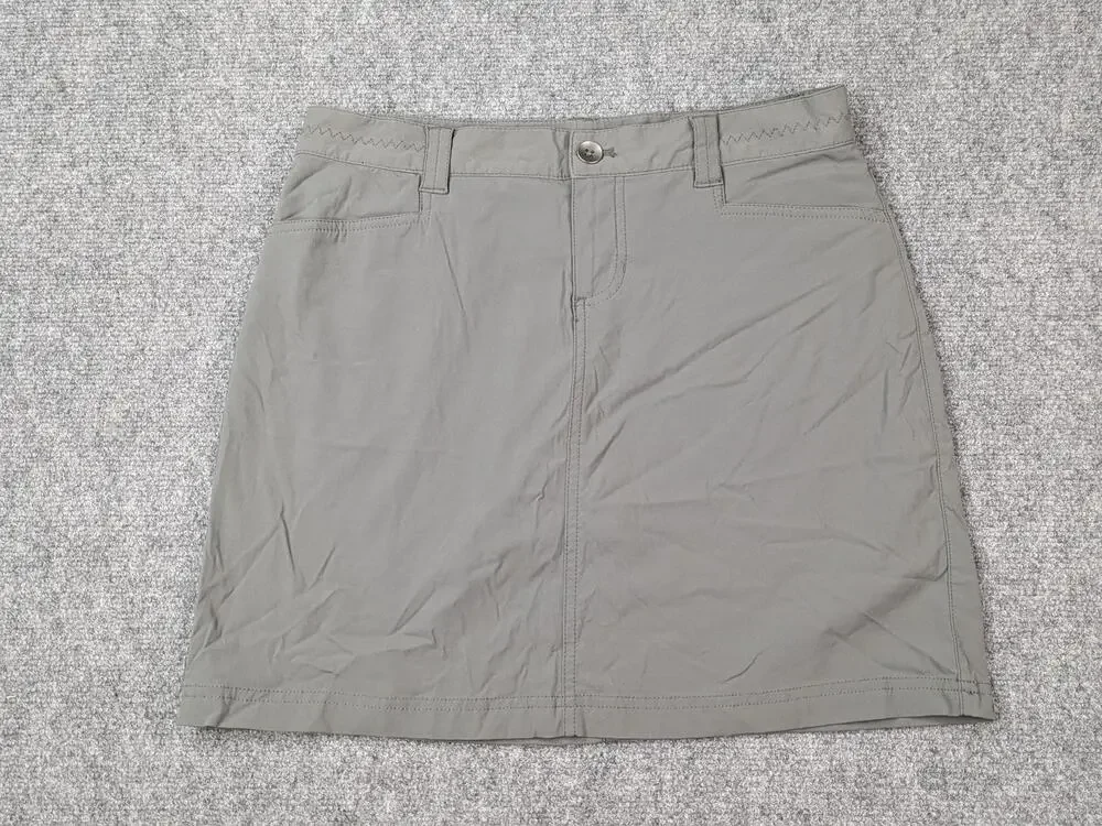 Eddie Bauer Skort Womens 4 Gray Lined Stretch Hiking Outdoor Zip Pocket Active